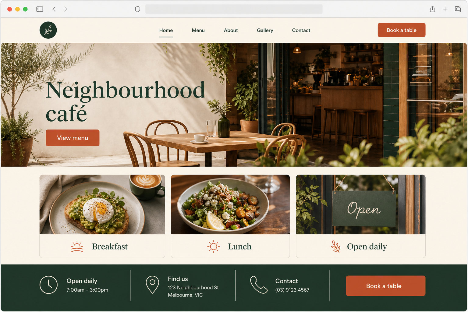 Illustrative café website